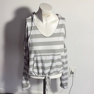 SO Women's Gray and White Striped Hoodie